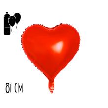 KOVOVÝ BALÓNIK V TVARE SRDCA, ČERVENÝ