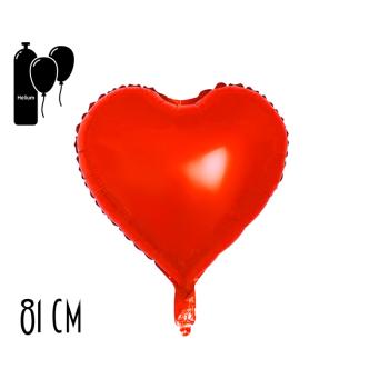 KOVOVÝ BALÓNIK V TVARE SRDCA, ČERVENÝ