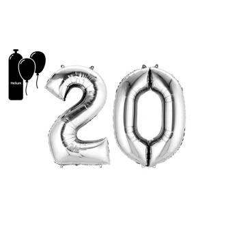 KOVOVÝ BALÓNIK, ČÍSLO 20, SADA, MATNÁ STRIEBORNÁ