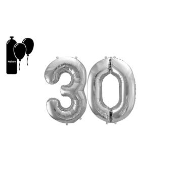 KOVOVÝ BALÓNIK, ČÍSLO 30, SADA, MATNÁ STRIEBORNÁ