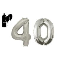 KOVOVÝ BALÓN, ČÍSLO 40, SADA, MATNÁ STRIEBORNÁ