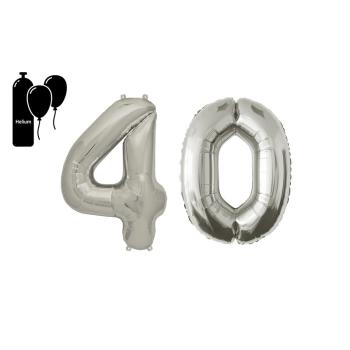 KOVOVÝ BALÓN, ČÍSLO 40, SADA, MATNÁ STRIEBORNÁ