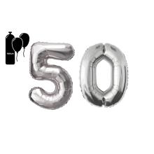 KOVOVÝ BALÓNIK, ČÍSLO 50, SADA, MATNÁ STRIEBORNÁ