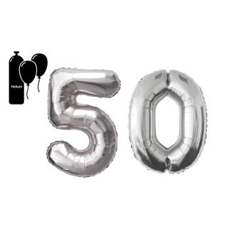 KOVOVÝ BALÓNIK, ČÍSLO 50, SADA, MATNÁ STRIEBORNÁ