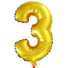 BALÓNIK S KOVOVÝM ČÍSLOM "3" ZLATÝ