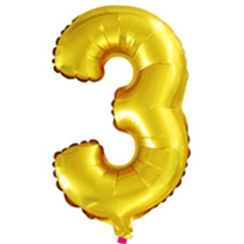 BALÓNIK S KOVOVÝM ČÍSLOM "3" ZLATÝ