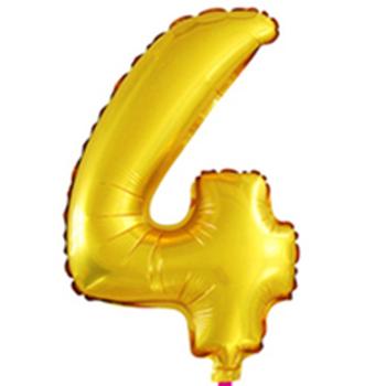 BALÓN S KOVOVÝM ČÍSLOM "4" ZLATÝ