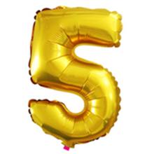BALÓNIK S KOVOVÝM ČÍSLOM "5" ZLATÝ
