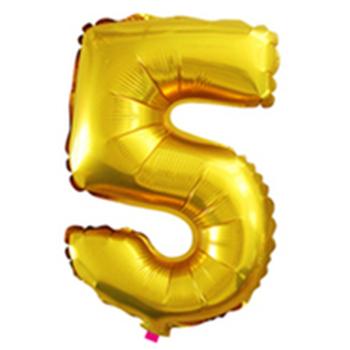 BALÓNIK S KOVOVÝM ČÍSLOM "5" ZLATÝ