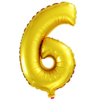 BALÓN S KOVOVÝM ČÍSLOM "6" ZLATÝ
