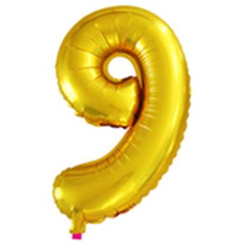 BALÓN S KOVOVÝM ČÍSLOM "9" ZLATÝ