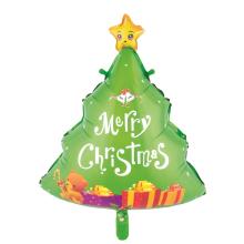 BALÓNIK Z PLASTOVEJ FÓLIE, BOROVICA, NÁPIS "MERRY CHRISTMAS"