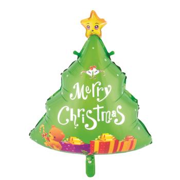 BALÓNIK Z PLASTOVEJ FÓLIE, BOROVICA, NÁPIS "MERRY CHRISTMAS"