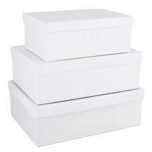 SADA PAPIEROVÝCH KRABÍC, 3 KUSY, TVAR TEHLY, MATNÁ BIELA