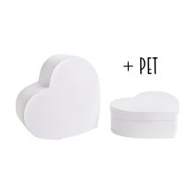 SADA PAPIEROVÝCH ŠKATULIEK S PLASTOVOU VLOŽKOU, 2 KUSY, V TVARE SRDCA, BIELA