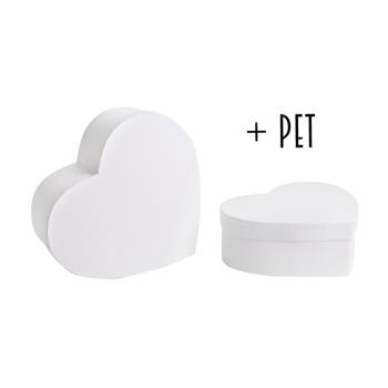 SADA PAPIEROVÝCH ŠKATULIEK S PLASTOVOU VLOŽKOU, 2 KUSY, V TVARE SRDCA, BIELA