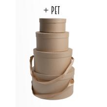 SADA PAPIEROVÝCH KRABÍC S MAŠĽOU, 4 KUSY, OKRÚHLE, KRAFT