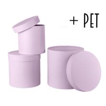 SADA PAPIEROVÝCH KRABÍC, 3 KUSY, OKRÚHLY TVAR, VINTAGE ORCHIDEA