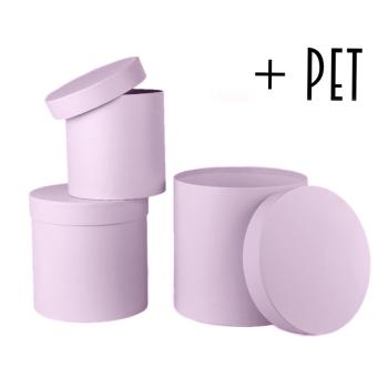 SADA PAPIEROVÝCH KRABÍC, 3 KUSY, OKRÚHLY TVAR, VINTAGE ORCHIDEA