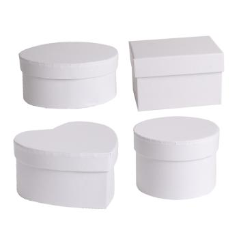 SADA PAPIEROVÝCH KRABÍC, 4 RÔZNE TYPY, MATNÁ BIELA