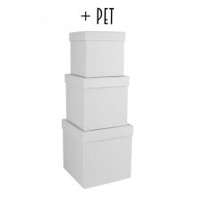 SADA PAPIEROVÝCH KRABÍC, PLASTOVÁ VLOŽKA, 3 KUSY, KOCKA, BIELA