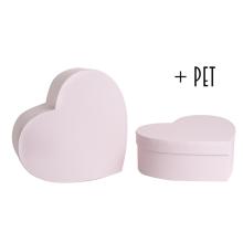 SADA PAPIEROVÝCH ŠKATULIEK S PLASTOVOU VLOŽKOU, 2 KUSY, V TVARE SRDCA, VINTAGE PINK