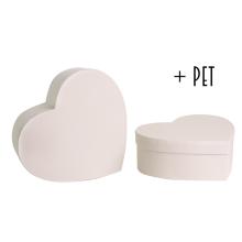 SADA PAPIEROVÝCH ŠKATULIEK S PLASTOVOU VLOŽKOU, 2 KUSY, V TVARE SRDCA, VINTAGE KRÉMOVÁ