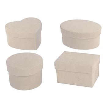 SADA PAPIEROVÝCH KRABÍC, 4 KUSY, NIEKOĽKO MINI, KRÉMOVÁ