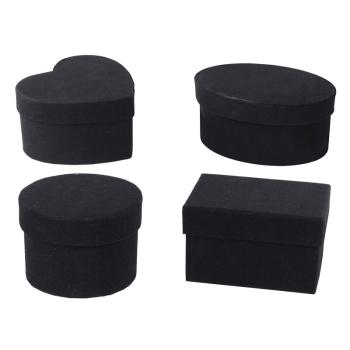 SADA PAPIEROVÝCH KRABÍC, 4 KUSY, NIEKOĽKO MINI, ČIERNA