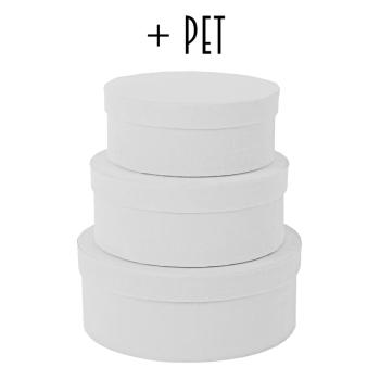 SADA PAPIEROVÝCH KRABÍC, 3 KUSY, OKRÚHLA, BIELA