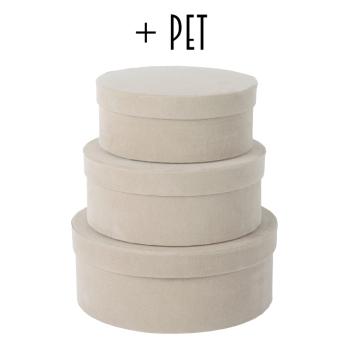 SADA PAPIEROVÝCH KRABÍC, 3 KUSY, OKRÚHLA, KRÉMOVÁ