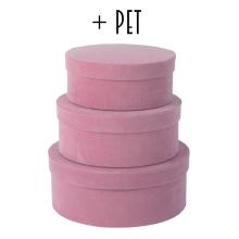 SADA PAPIEROVÝCH KRABÍC, 3 KUSY, OKRÚHLA, RUŽOVÁ