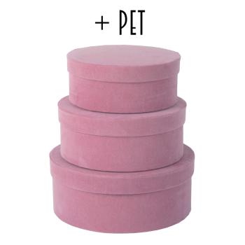 SADA PAPIEROVÝCH KRABÍC, 3 KUSY, OKRÚHLA, RUŽOVÁ