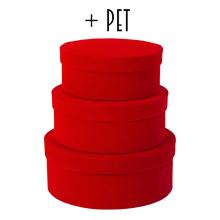 SADA PAPIEROVÝCH KRABÍC, 3 KUSY, OKRÚHLA, ČERVENÁ