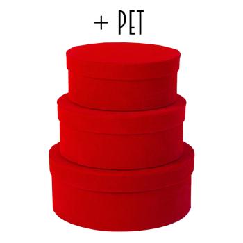 SADA PAPIEROVÝCH KRABÍC, 3 KUSY, OKRÚHLA, ČERVENÁ