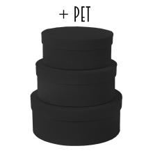 SADA PAPIEROVÝCH KRABÍC, 3 KUSY, OKRÚHLA, ČIERNA