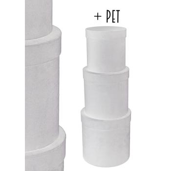 SADA PAPIEROVÝCH KRABÍC, 3 KUSY, OKRÚHLA, BIELA