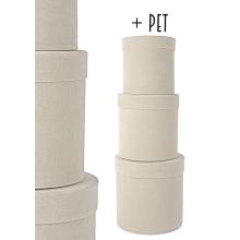 PAPIEROVÁ ŠKATUĽA S FLOKOM, 3 KUSY, OKRÚHLA, FLOK, KRÉMOVÁ