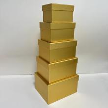 SADA PAPIEROVÝCH ŠKATULIEK, 5 KUSOV, OBDĹŽNIKOVÁ, EXKLUZÍVNA ZLATÁ