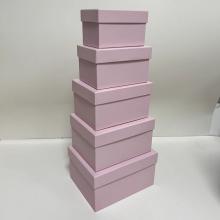 SADA PAPIEROVÝCH KRABÍC, 5 KUSOV, OBDĹŽNIKOVÁ, VINTAGE RUŽOVÁ