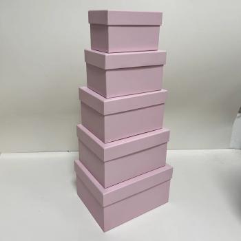 SADA PAPIEROVÝCH KRABÍC, 5 KUSOV, OBDĹŽNIKOVÁ, VINTAGE RUŽOVÁ