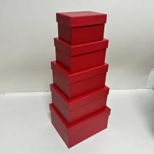 SADA PAPIEROVÝCH KRABÍC, 5 KUSOV, OBDĹŽNIKOVÁ, ŠARLÁTOVO ČERVENÁ