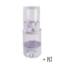 SADA PAPIEROVÝCH KRABÍC, 2 KUSY, OKRÚHLE, S OKIENKOM, KRAFT BIELY PET