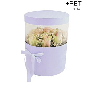 SADA PAPIEROVÝCH KRABÍC, 2 KUSY, OKRÚHLE, S OKIENKOM, VINTAGE ORCHIDEA