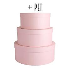 SADA PAPIEROVÝCH ŠKATULIEK S PLASTOVOU VLOŽKOU, 3 KUSY, VINTAGE RUŽOVÝ ATRAMENT