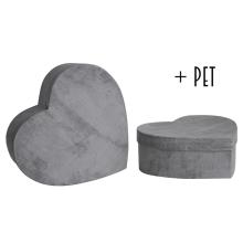 SADA PAPIEROVÝCH KRABÍC, 2 KUSY, V TVARE SRDCA, BETÓNOVÁ SIVÁ