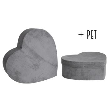 SADA PAPIEROVÝCH KRABÍC, 2 KUSY, V TVARE SRDCA, BETÓNOVÁ SIVÁ