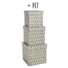 SADA PAPIEROVÝCH KRABÍC, 3 KUSY, KOCKOVÝ VZOR