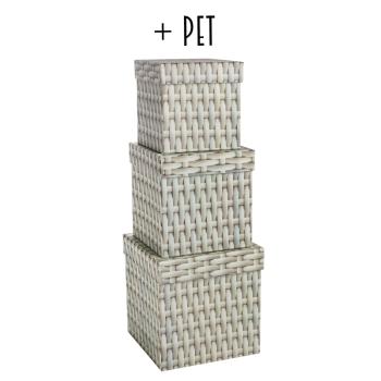 SADA PAPIEROVÝCH KRABÍC, 3 KUSY, KOCKOVÝ VZOR