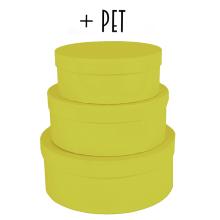 SADA PAPIEROVÝCH ŠKATÚĽ, 3 KUSY, OKRÚHLY TVAR, EGREŠOVO ZELENÁ